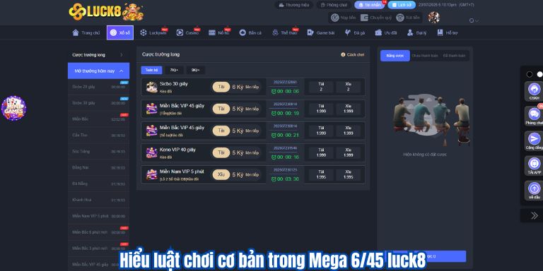 Mega 6/45 Luck8 – Game Hay Với Thưởng Ít Nhất 12 Tỷ VNĐ 2 Hiểu luật chơi cơ bản trong Mega 6/45 luck8