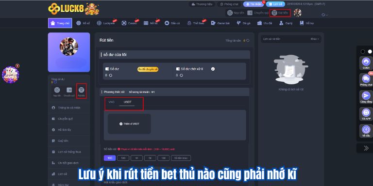 RÚT TIỀN LUCK8 6 Lưu ý khi rút tiền bet thủ nào cũng phải nhớ kĩ